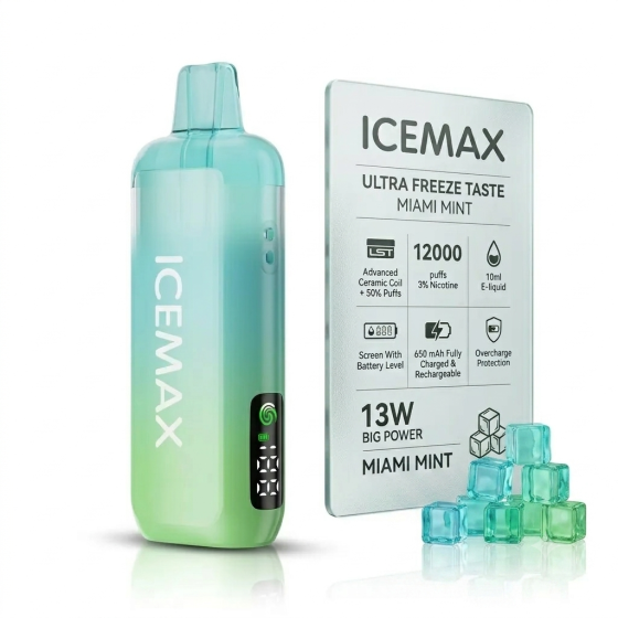 冰暴ICEMAX一次性电子烟 12000口 12ml大油仓 高清液晶屏 FEELM MAX陶瓷芯 防漏耐抽